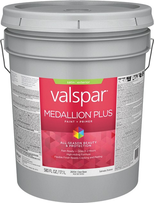 Valspar 26004.008 5gal Satin Finish Clear Base Medallion Plus Exterior Paint & Primer