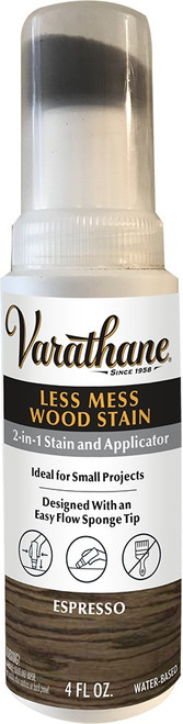 Varathane 368032 4oz Semi-Transparent Espresso Water-Based Less Mess 2-in-1 Wood Stain & Applicator