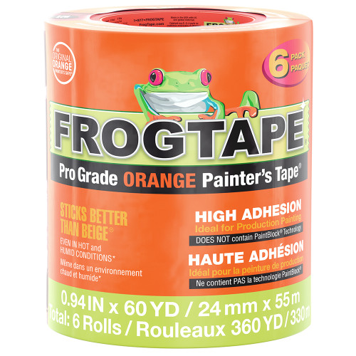 .94" x 60 Yards Shurtape 242855 Orange FrogTape Pro Grade Painter's Tape, 6-Pack - Case of 6
