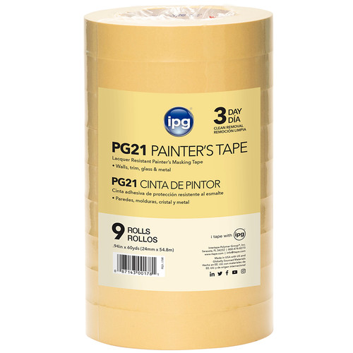 .94" x 60 Yds Intertape 179R Tan ProMask PG21 High Temp Lacquer-Resistant Masking Tape - Case of 36