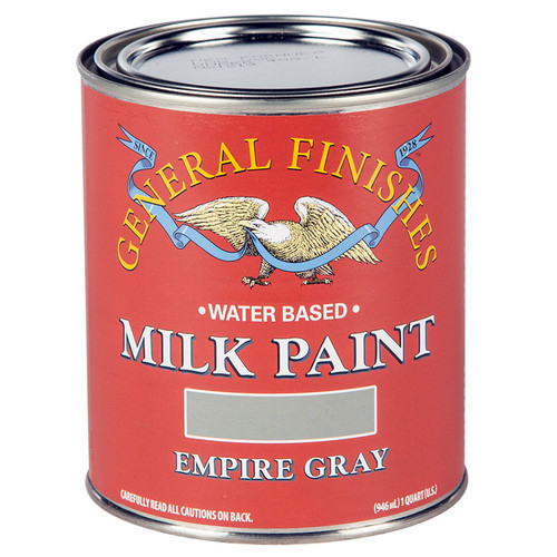 1 Qt General Finishes QEG Empire Gray Milk Paint Interior/Exterior Paint, Flat - Case of 8