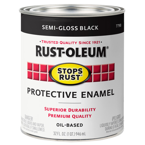 1 Qt Rust-Oleum 7798502 Black Stops Rust Protective Enamel, Semi-Gloss - Case of 2