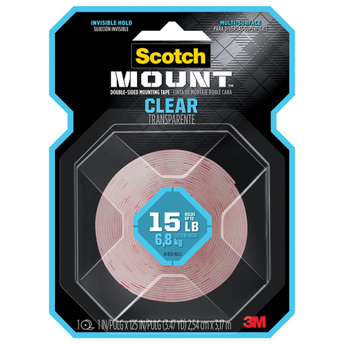 1" x 125" 3M 410H-MED Clear Scotch-Mount Double-Sided Mounting Tape