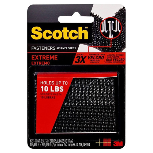 1" x 3" 3M RF6731 Black Scotch Fastener Reclosable Extreme Fastener