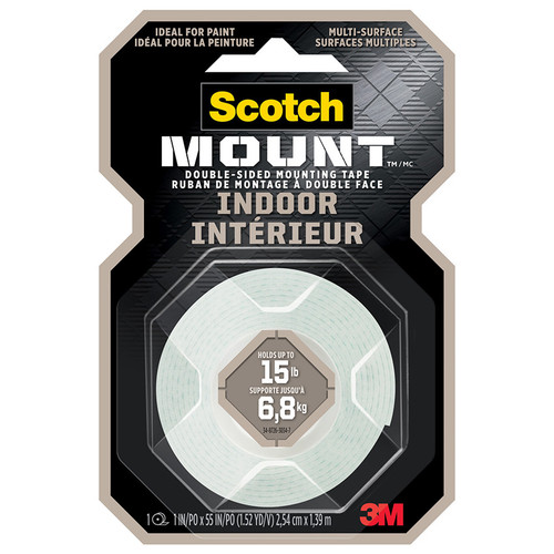 1" x 55" 3M 214H Scotch-Mount Indoor Double-Sided Mounting Tape