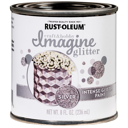 1/2 Pt Rust-Oleum 345699 Silver Craft and Hobby Intense Glitter Paint - Case of 4