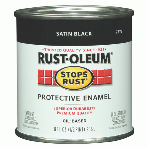 1/2 Pt Rust-Oleum 7777730 Black Stops Rust Protective Enamel, Satin - Case of 6