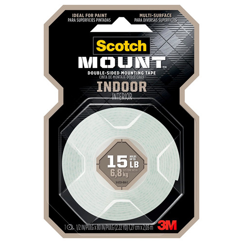 1/2" x 80" 3M 110H White Scotch-Mount Indoor Mounting Tape
