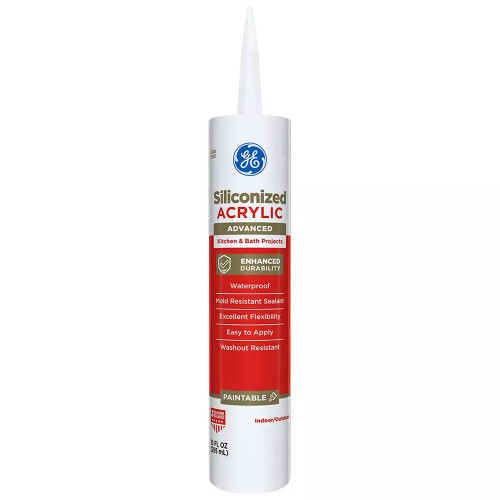 10 Oz GE 2864196 Clear Advanced Siliconized Advanced Acrylic Kitchen & Bath Sealant