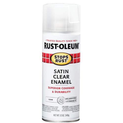 12 Oz Rust-Oleum 285092 Clear Stops Rust Protective Enamel Spray Paint, Satin - Case of 6