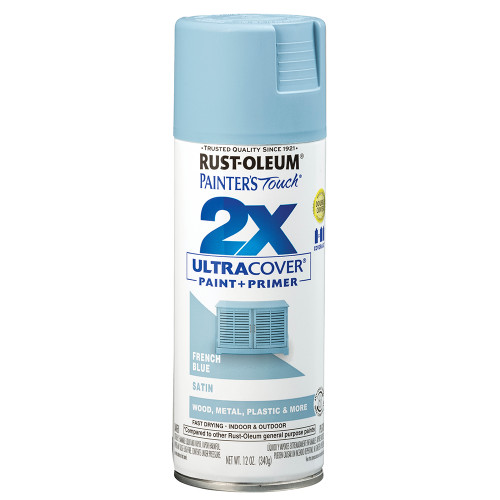 12 Oz Rust-Oleum 334088 French Blue Painter's Touch 2X Ultra Cover Paint + Primer Spray Paint, Satin - Case of 6