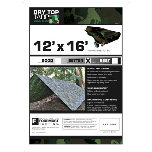 12' x 16' Foremost 41216 Camouflage Dry Top 7-Mil Tarp - Case of 10