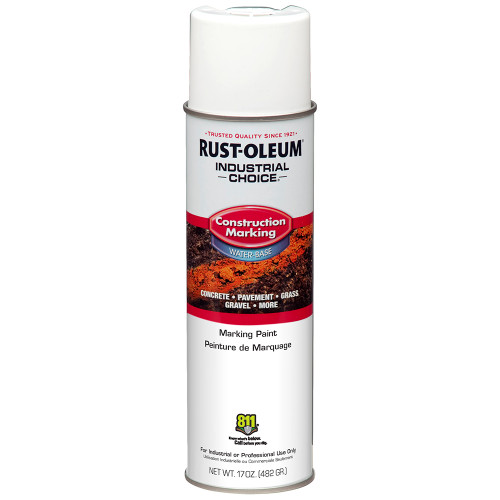 17 Oz. Rust-Oleum 264692 White Industrial Choice M1400 System Water-Based Construction Marking Spray Paint