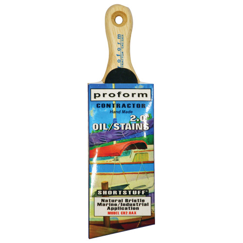 2" Proform CR2.0AX White China Angled Cut Paint Brush, Short Handle
