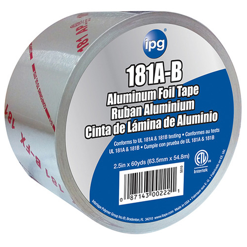 2.5" x 60 Yds Intertape 5010 Silver Intertape Aluminum Foil Tape 181A-B - Case of 16