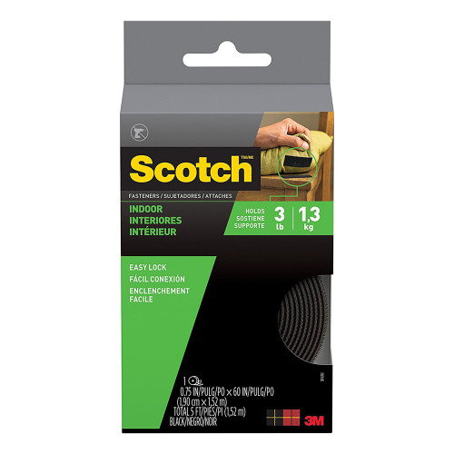3/4" x 5' 3M RF4741 Black Scotch Fastener Reclosable General Purpose Indoor Fastener