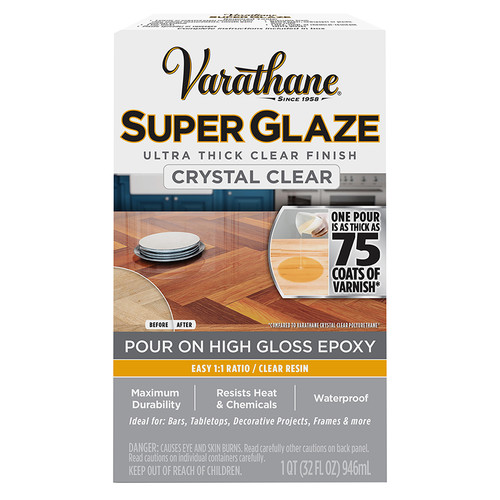 32 Oz. Rust-Oleum 241352 Crystal Clear Varathane Ultra Thick Super Glaze Epoxy Resin Finish, High Gloss - Case of 3
