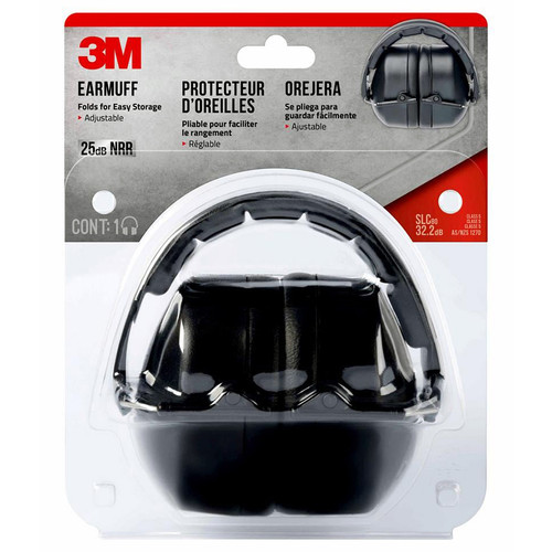 3M 90563H1-DC Black 3M Folding Earmuff - Case of 5