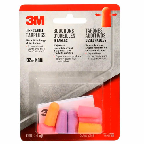 3M 92050-80025T 3M Disposable Earplugs, Colored, 4-Pair