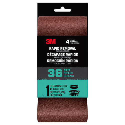 4" x 36" 3M Belt4x361pk36 Rapid Removal Power Sanding Belt, 36-Grit - Case of 10