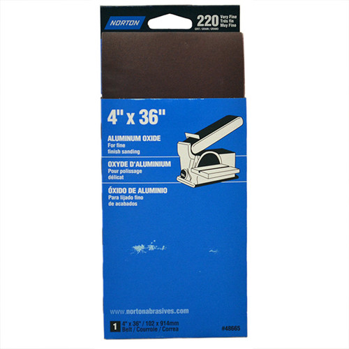 4" x 36" Norton 48665 MultiSand Sanding Belt, 220-Grit Handy-Pack (R215, R255) - Case of 6