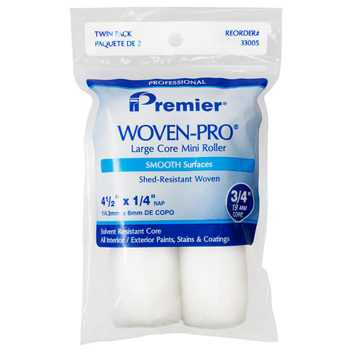 4-1/2" x 1/4" Nap Premier 33005 Woven-Pro Large Core Mini Roller Cover, 2-Pack