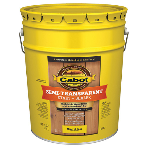 5 Gal Cabot 0306 Neutral Base Semi-Transparent Oil-Based Deck & Siding Stain