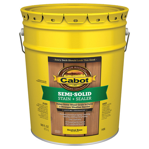 5 Gal Cabot 1406 Neutral Base Semi-Solid Deck & Siding Stain Oil-Based Stain