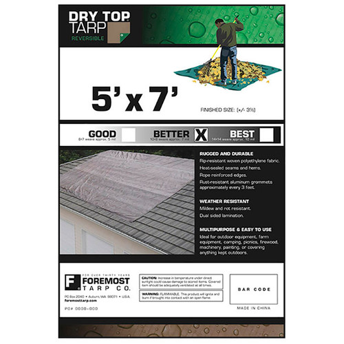 5' x 7' Foremost 10057 Brown/Green Dry Top 7-Mil Full Size Tarp - Case of 50