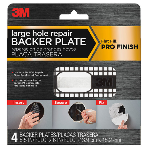 5-1/2" x 6" x 1/8" 3M RP6IN-4PK High Strength Large Hole Repair Backer Plate, 4-Pack - Case of 6