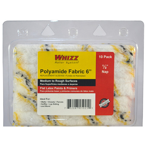 6" x 1/2" Nap Work Tools 25025 Whizz, Maximus Polyamide Mini-Roller Cover, 10-Pack