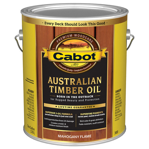 1 Gal Cabot 3459 Mahogany Flame Australian Timber Oil Triple Oil Protection - Case of 4