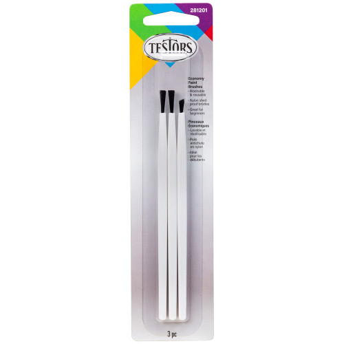 Rust-Oleum 281201 Testors Economy Paint Brushes, 3-Pack, 2 Flat and 1 Pointed Brushes
