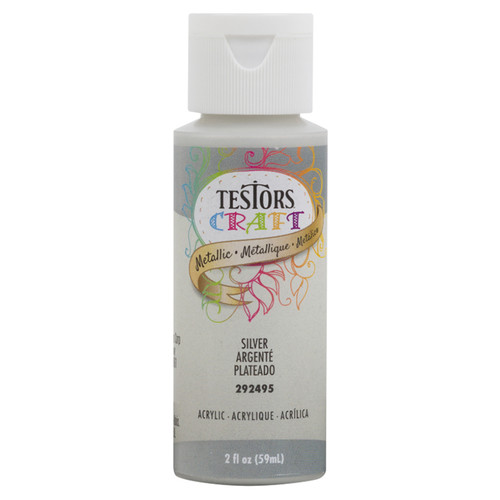 2 Oz Rust-Oleum 292495A Metallic Silver Testors Acrylic Craft Paint