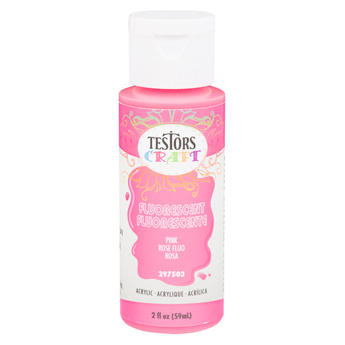 2 Oz Rust-Oleum 297503 Flourescent Pink Testors Acrylic Craft Paint