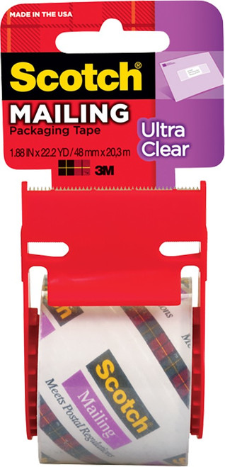 3M 141 1.88" x 800" Scotch Ultra Clear Packaging Tape w/Dispenser