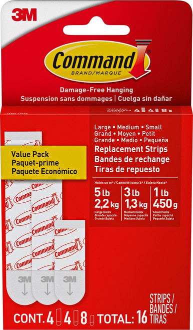 3M 17200-16ESF Command Assorted Refill Strips (6pk)