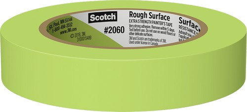 3M 2060-24A-BK 24mm Green Scotch Masking Tape for Hard-to-Stick Surfaces Bulk (36/pk)