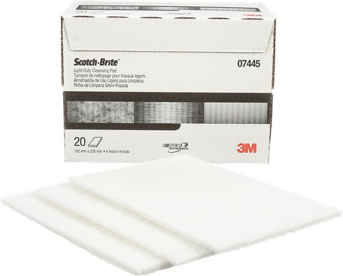 3M 7445 6" x 9" Super Fine Scotch-Brite White Hand Pad (20/pk)