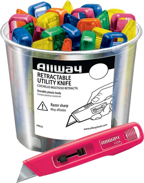 Allway PRK25 Plastic Retractable Utility Knife (25/Bucket)