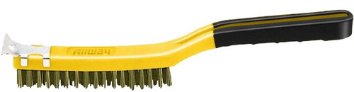 Allway SB319BB 3 x 19 Row Brass Wire Brush w/Scraper & Soft Grip Handle