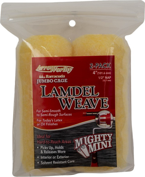 ArroWorthy 4-FLD4JCT/P 4" x 1/2" Nap Jumbo Cage Lamdel Weave Roller Covers (2pk)