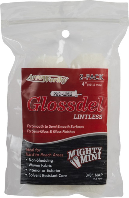 ArroWorthy 4-GL3T/P 4" x 3/8" Nap Mini Glossdel Lintless Mini Roller Covers (2pk)