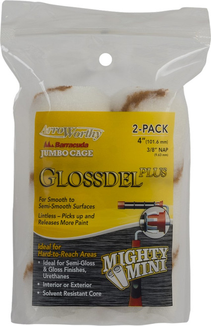 ArroWorthy 4-GLP3JCT/P 4" x 3/8" Nap Glossdel Plus Jumbo Cage Roller Covers (2pk)