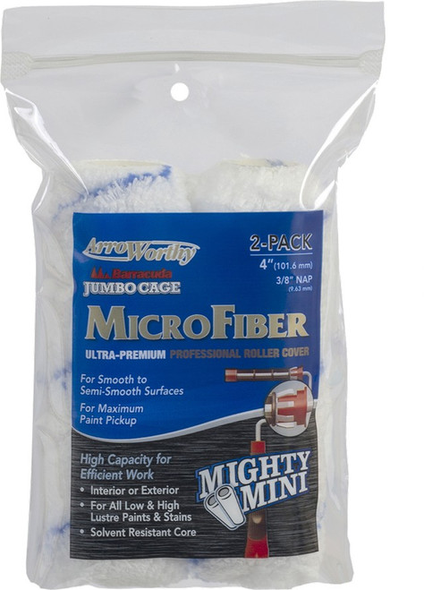 ArroWorthy 4-MFR3JCT/P 4" x 3/8" Nap Microfiber Jumbo Cage Roller Covers (2pk)