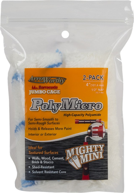 ArroWorthy 4-PLA4JCT/P 4" x 1/2" Polymicro Jumbo Cage Roller Covers (2pk)