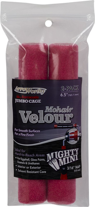 ArroWorthy 6.5-BMJCT/P 6-1/2" x 3/16" Nap Mohair Jumbo Cage Roller Covers (2pk)