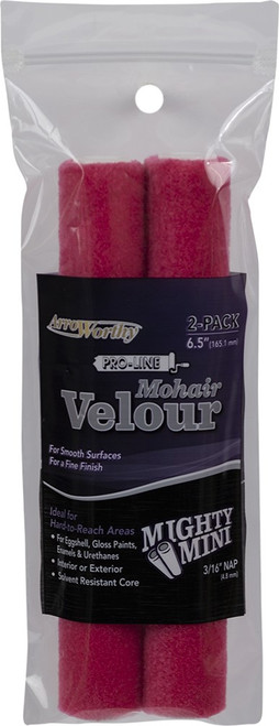 ArroWorthy 6.5-BMT/P 6-1/2" x 3/16" Nap Mohair Velour Mini Roller Covers (2pk)