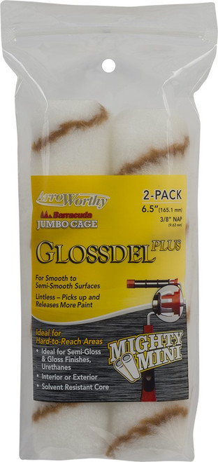 ArroWorthy 6.5-GLP3JCT/P 6-1/2" x 3/8" Nap Glossdel Plus Jumbo Cage Roller Covers (2pk)