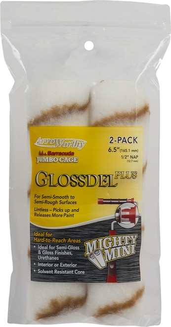 ArroWorthy 6.5-GLP4JCT/P 6-1/2" x 1/2" Nap Glossdel Plus Jumbo Cage Roller Covers (2pk)